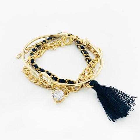 Gold bracelet sale with black stones